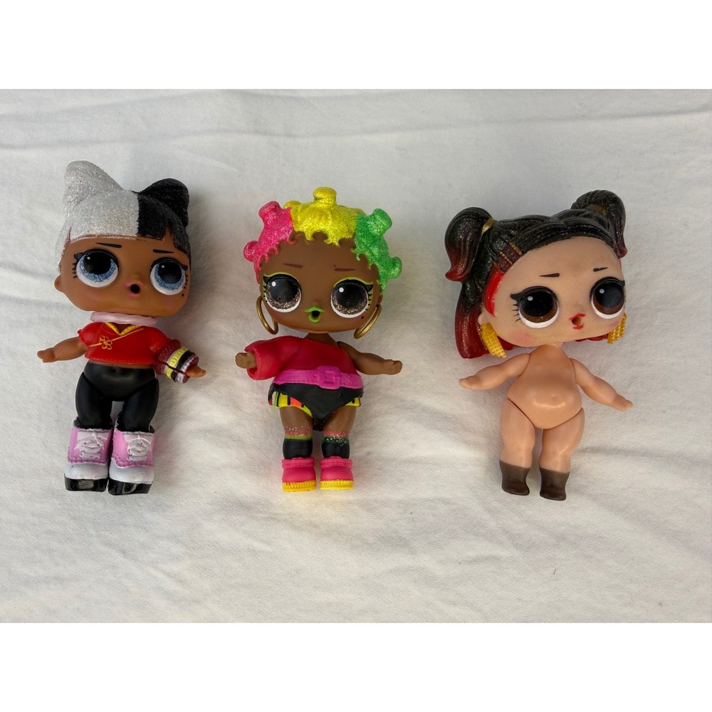 LOL Surprise Doll Lot of 3 Glitter Hair Series Collectible Figures‎ Neon Ombre